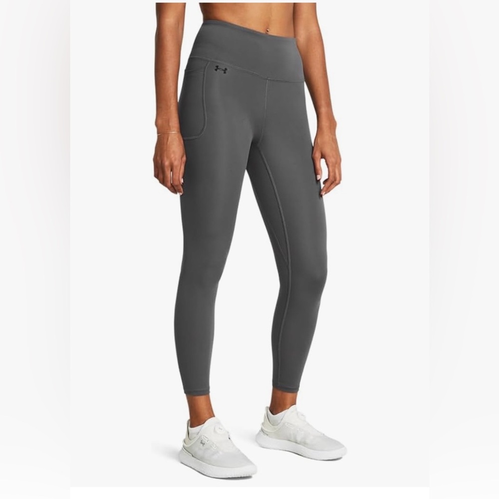 NWT Under Armour Gray High-Rise Perf Leggings w/ Side Pocket